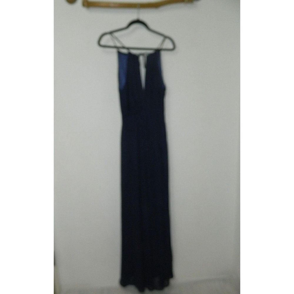 Lulu's Dress Blue Aim for Amour Navy Blue Halter Neck Chiffon Maxi Dress Small
